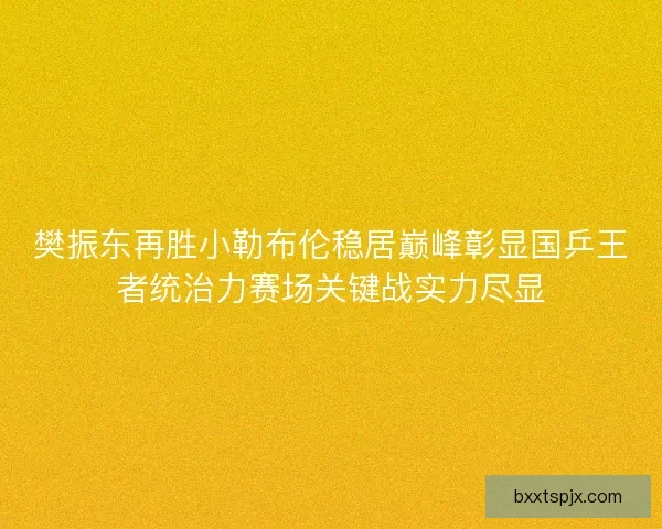 樊振东再胜小勒布伦稳居巅峰彰显国乒王者统治力赛场关键战实力尽显