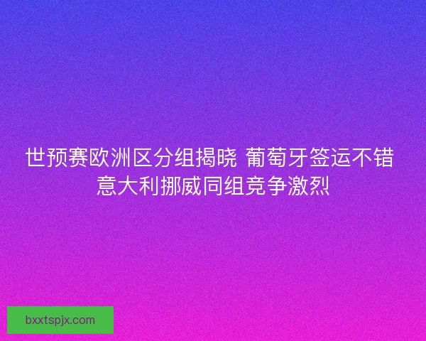 世预赛欧洲区分组揭晓 葡萄牙签运不错 意大利挪威同组竞争激烈 世预赛欧洲区分组揭晓 葡萄牙签运不错 意大利挪威同组竞争激烈