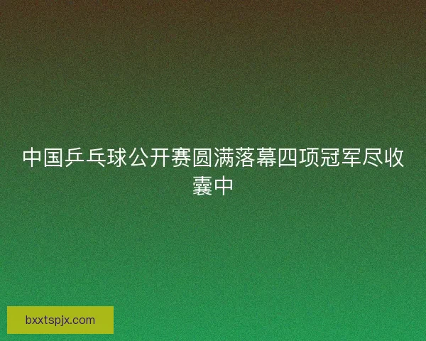 中国乒乓球公开赛圆满落幕四项冠军尽收囊中