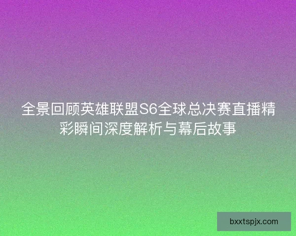 全景回顾英雄联盟S6全球总决赛直播精彩瞬间深度解析与幕后故事