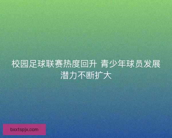 校园足球联赛热度回升 青少年球员发展潜力不断扩大