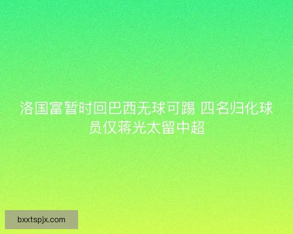 洛国富暂时回巴西无球可踢 四名归化球员仅蒋光太留中超