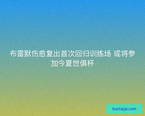 布雷默伤愈复出首次回归训练场 或将参加今夏世俱杯