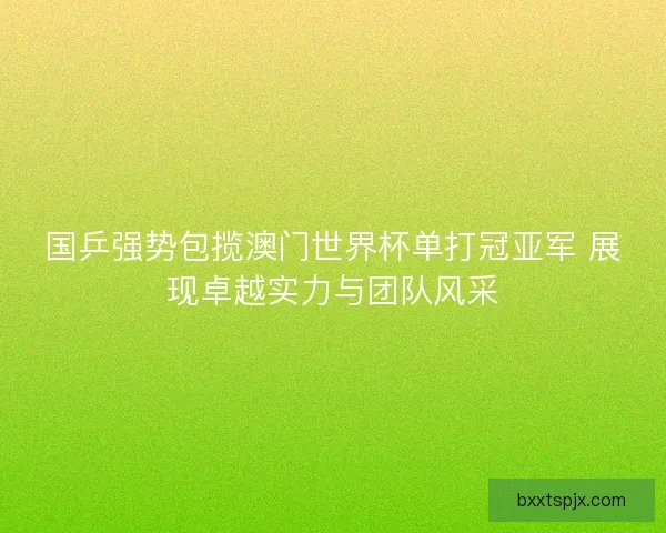 国乒强势包揽澳门世界杯单打冠亚军 展现卓越实力与团队风采 国乒强势包揽澳门世界杯单打冠亚军 展现卓越实力与团队风采